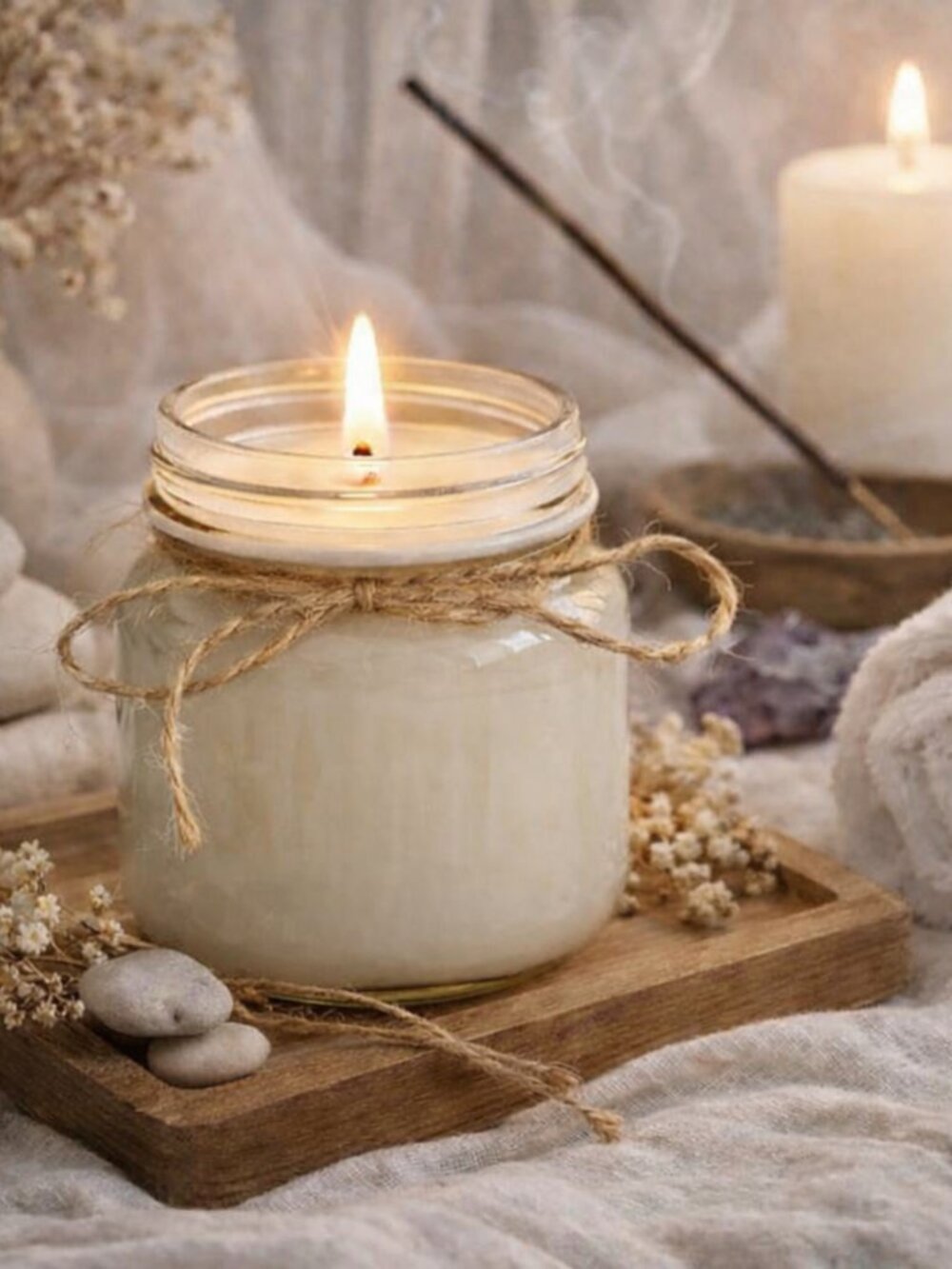 Hand Poured 100% Soy Wax Hot Apple Pie scented candle White 8 oz no dyes